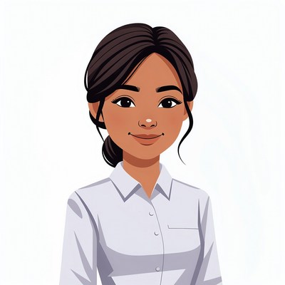Asian woman in white shirt illustration