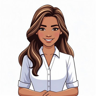 Smiling woman in white shirt