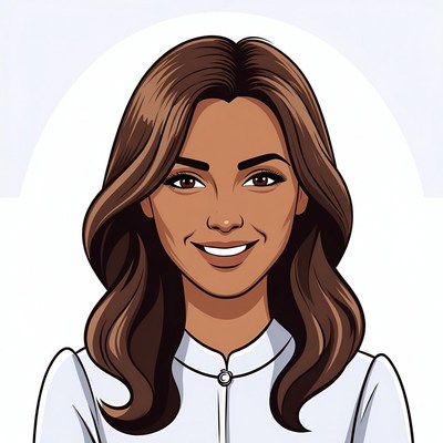 Smiling woman with long brown hair