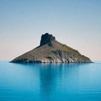 Rocky Island in Blue Ocean