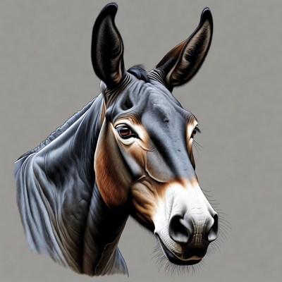 Donkey head portrait illustration