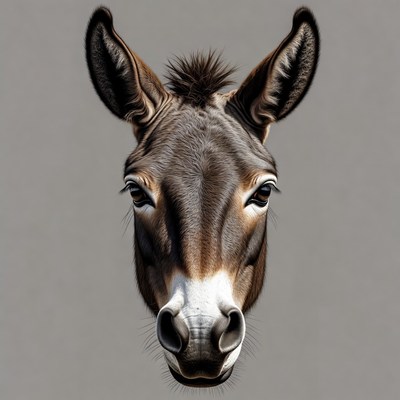 Close-up donkey head portrait