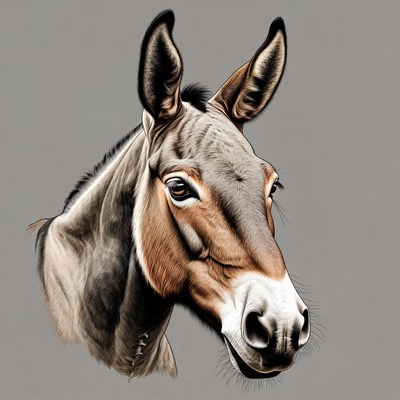 Donkey head portrait illustration