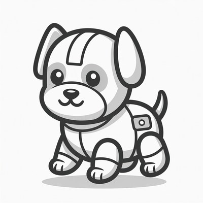Cute robot puppy illustration