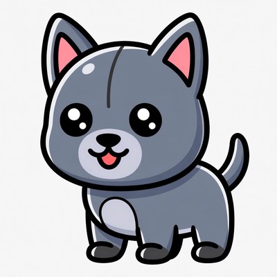 Cute gray wolf puppy illustration