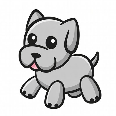 Cute gray puppy illustration