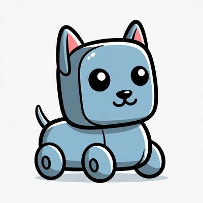 Cute blue robot cat toy