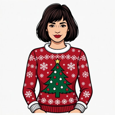 Woman in Christmas Tree Sweater