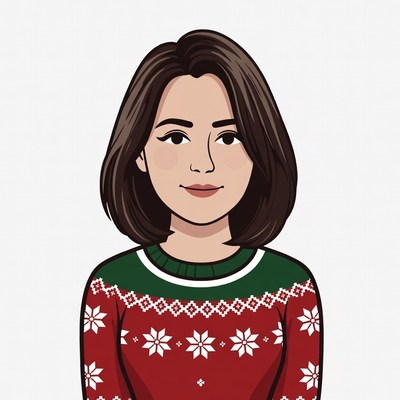 Woman in red Christmas sweater