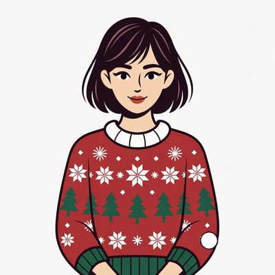 Woman in red Christmas sweater
