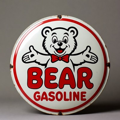 Vintage Bear Gasoline Tin Sign