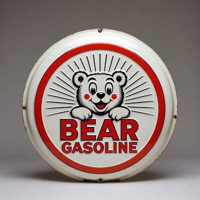 Vintage Bear Gasoline Tin Sign