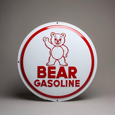 Vintage Bear Gasoline Porcelain Sign
