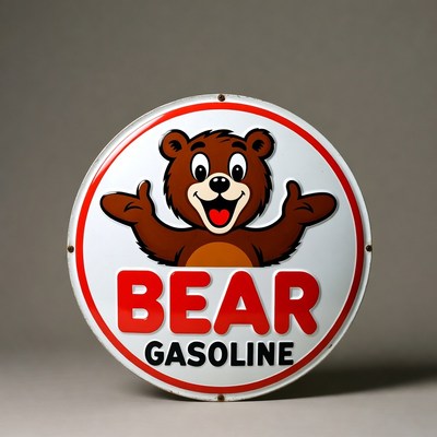 Bear Gasoline Vintage Porcelain Sign
