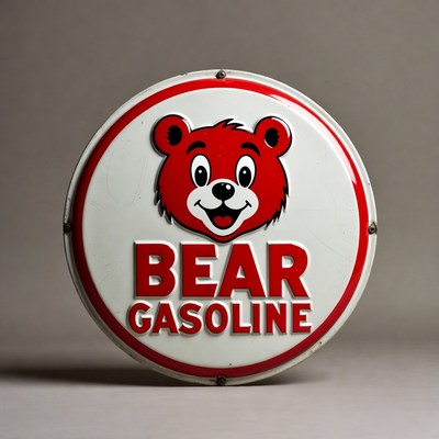 Vintage Bear Gasoline Tin Sign