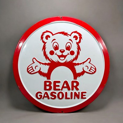 Bear Gasoline Vintage Round Metal Sign
