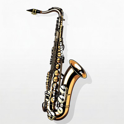 Golden Saxophone Illustration