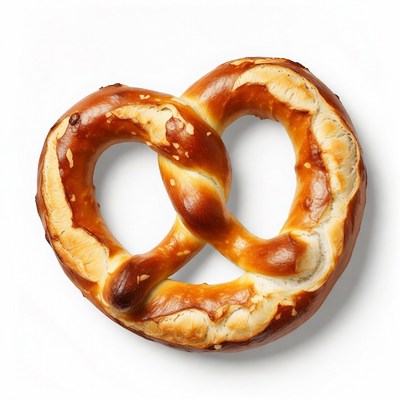 Fresh pretzel on white background