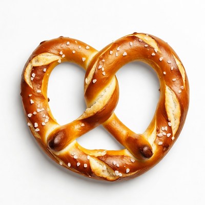 Salted Pretzel on White Background