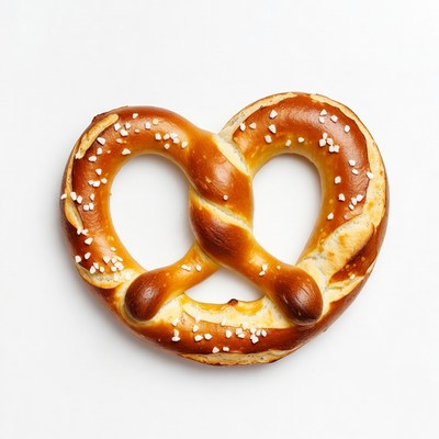 Fresh pretzel with salt crystals