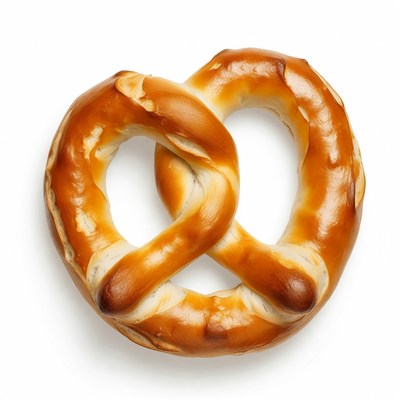 Fresh golden pretzel on white background