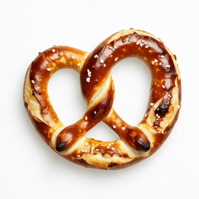 Fresh Pretzel on White Background