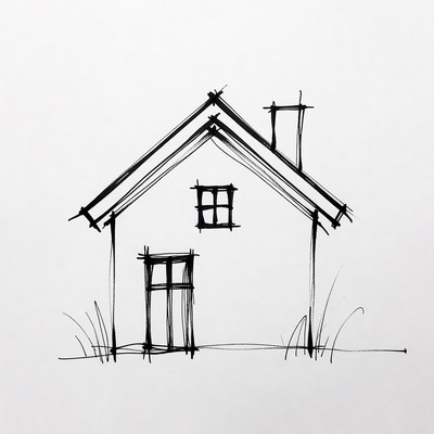 Sketch of house with chimney