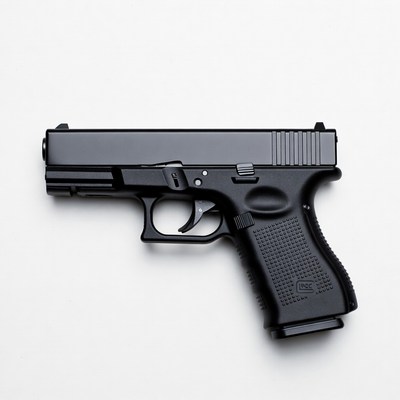 Black Glock Pistol on White Background