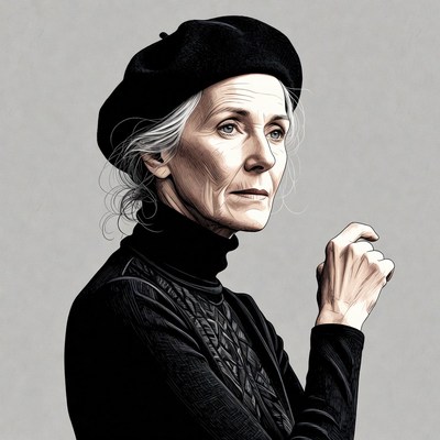Elderly woman wearing black beret