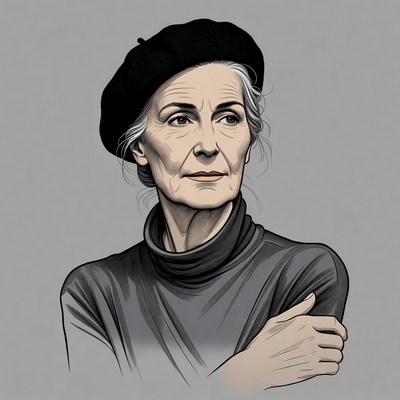 Elderly woman wearing black beret