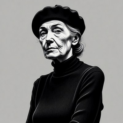 Elderly woman wearing black beret