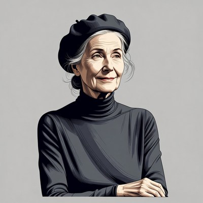 Elderly woman wearing black beret