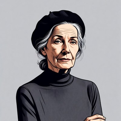 Elderly woman wearing black beret
