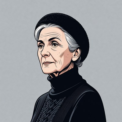 Elderly woman wearing black beret