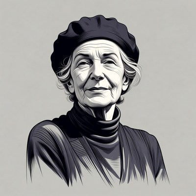 Elderly woman wearing black beret