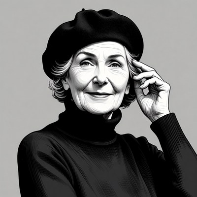 Elderly woman wearing beret