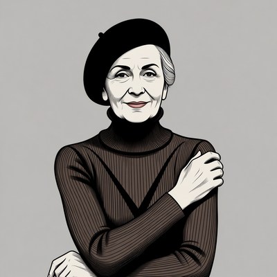 Elderly woman wearing black beret