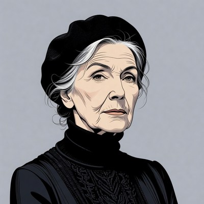 Elderly woman wearing black beret