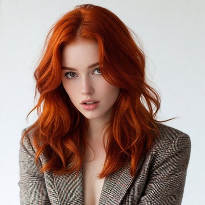 Redhead woman in blazer