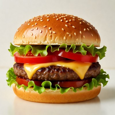 Classic Cheeseburger with Lettuce and Tomato