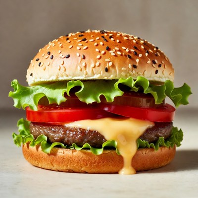 Juicy Cheeseburger with Lettuce and Tomato