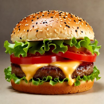 Delicious Cheeseburger with Lettuce and Tomato