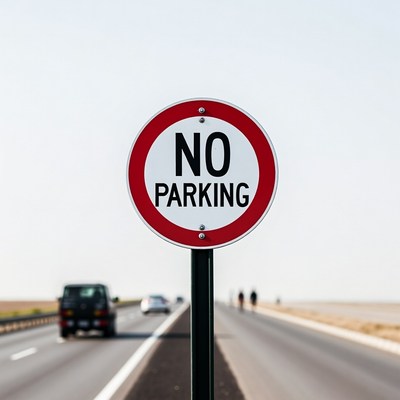 No Parking Sign on Highway