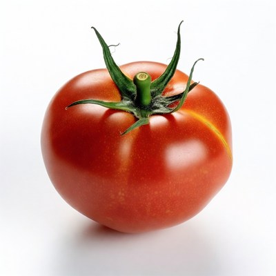 Fresh red tomato with green stem