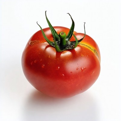 Fresh red tomato with stem