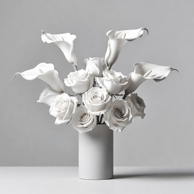 White Calla Lilies and Roses Bouquet