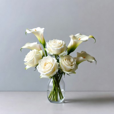 White Roses and Calla Lilies Bouquet