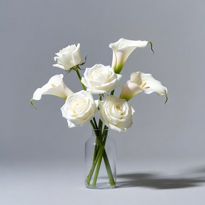 White Roses and Calla Lilies Bouquet