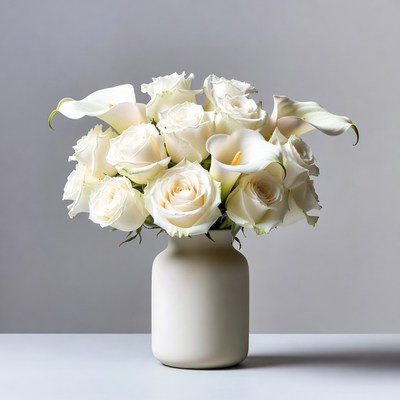 White Roses and Calla Lilies Bouquet