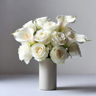 White Roses and Calla Lilies Bouquet